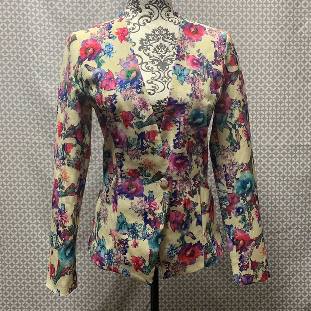 Paper Doll Women Floral Princess Kate Artist Watercolour Style Blazer Size Small